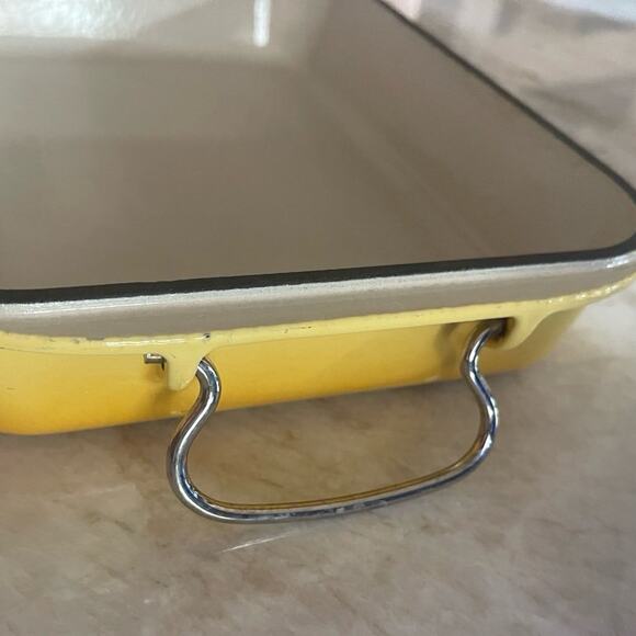 Vintage Le Creuset rectangular baker cast iron yellow 12.5”   ** Rare find - Picture 10 of 14